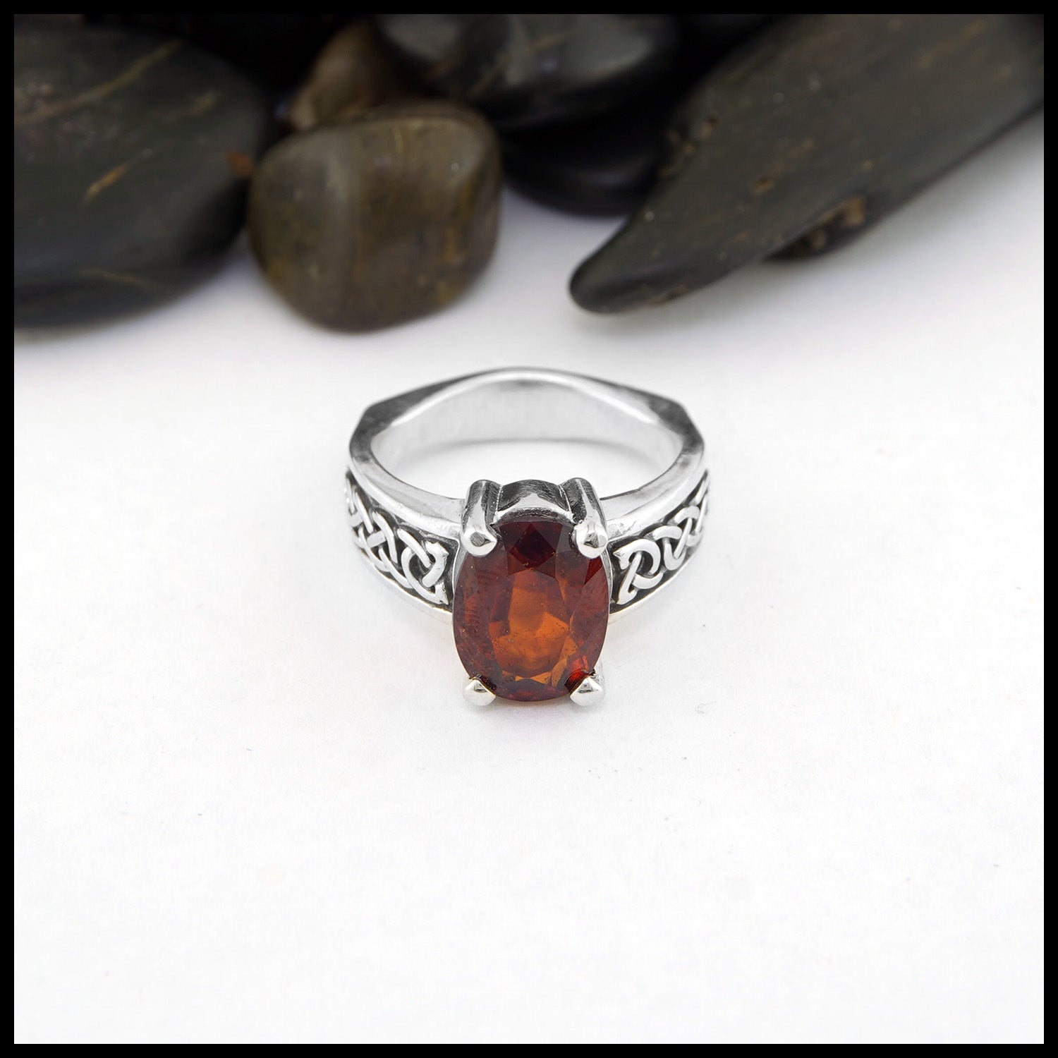 Hessonite Garnet Silver Ring-9800YH | Juwelo
